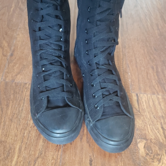 YUANBU ANUFER Sz 11 (43) Punk Style Knee High LaceUp Canvas Sneaker Boots Gothic - Picture 7 of 16